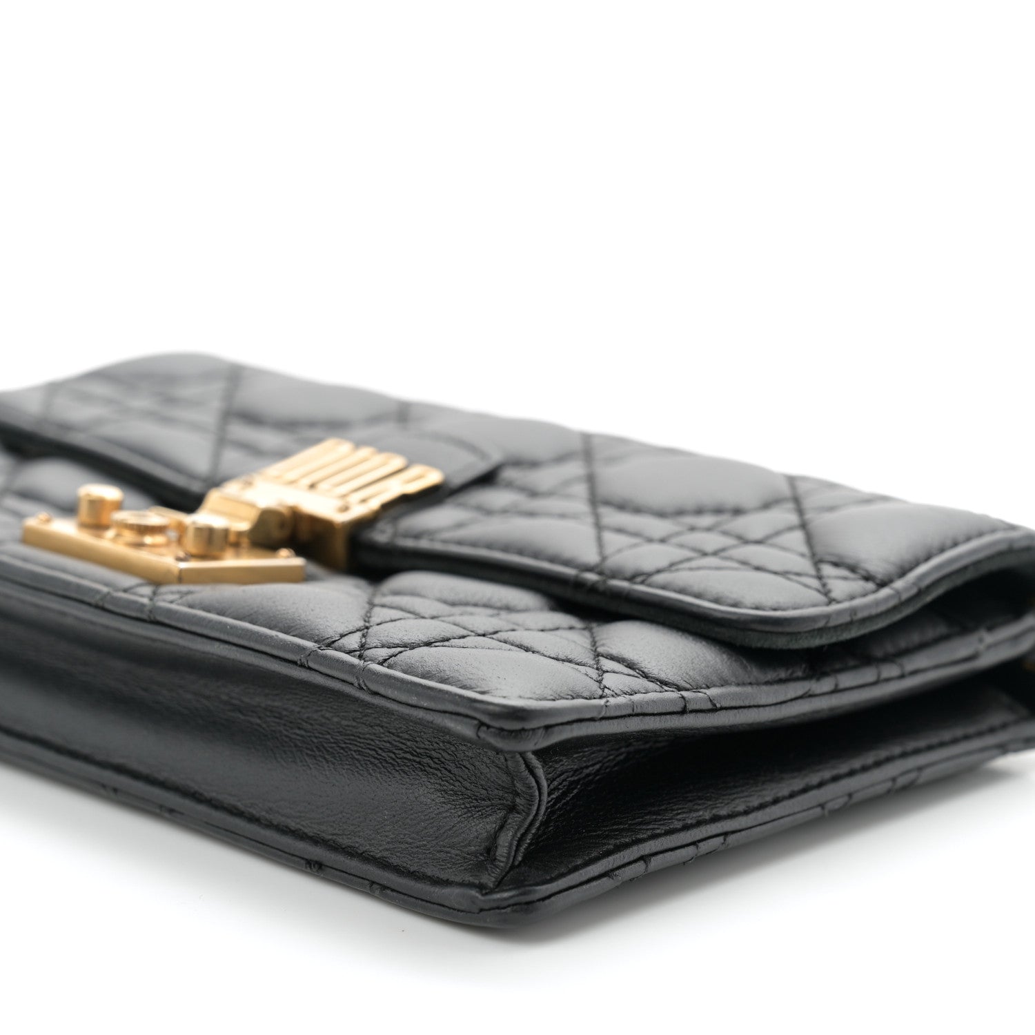 Christian Dior Lambskin Cannage Dioraddict Wallet on Chain Clutch Black 10 of 10