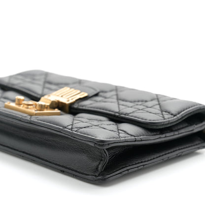 Christian Dior Lambskin Cannage Dioraddict Wallet on Chain Clutch Black 10 of 10