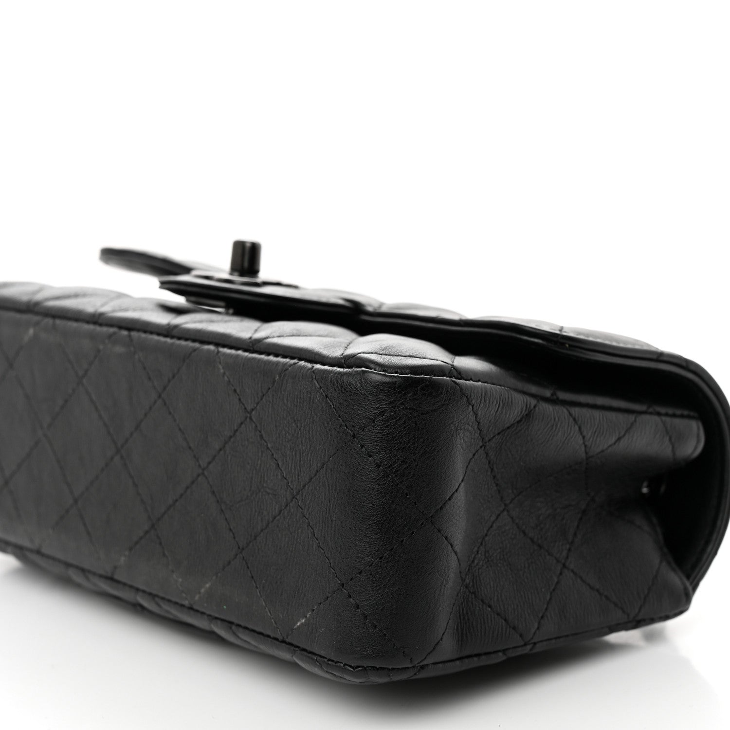 Chanel Crumpled Calfskin Quilted Mini Rectangular Flap So Black 10 of 12