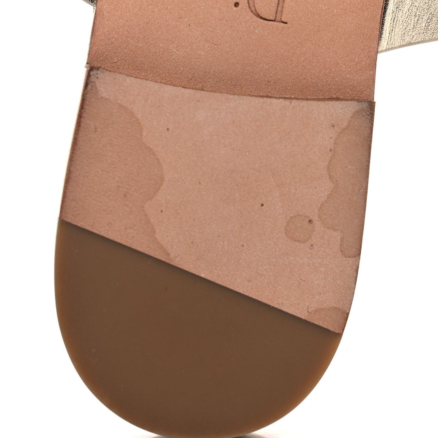 Laminated Calfskin D-Dior Slide Flat Sandals 35.5 Pale Gold