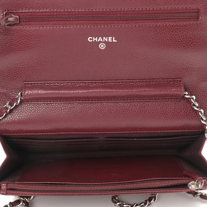 Chanel Caviar Quilted Wallet on Chain WOC Burgundy 5 of 12