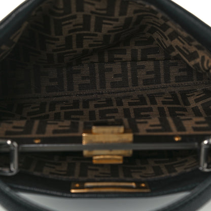Fendi Goatskin Zucca Medium Peekaboo Iconic Satchel Black Tobacco 6 of 12