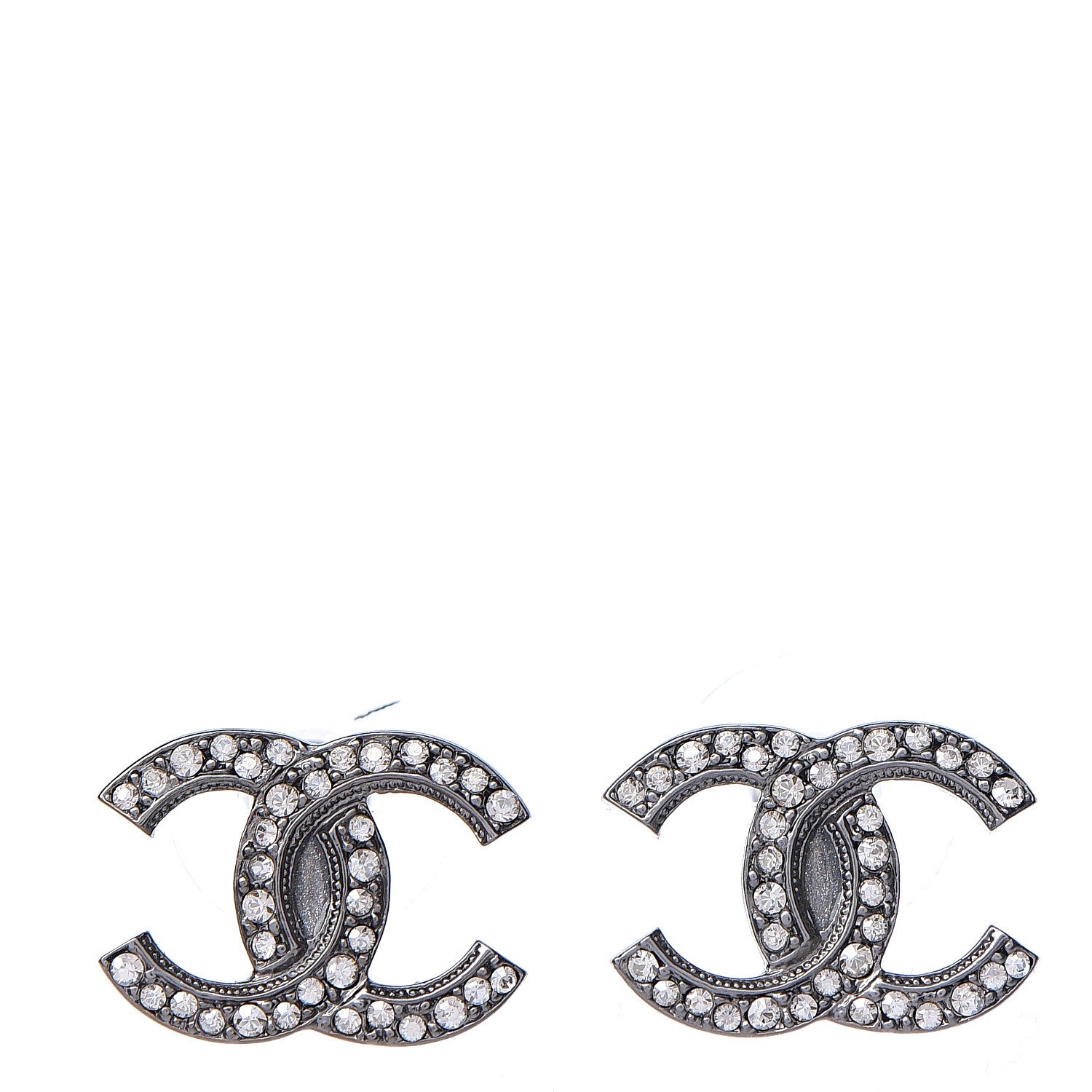 Chanel Crystal CC Earrings Silver 1 of 3