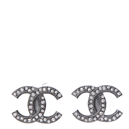 Chanel Crystal CC Earrings Silver 1 of 3