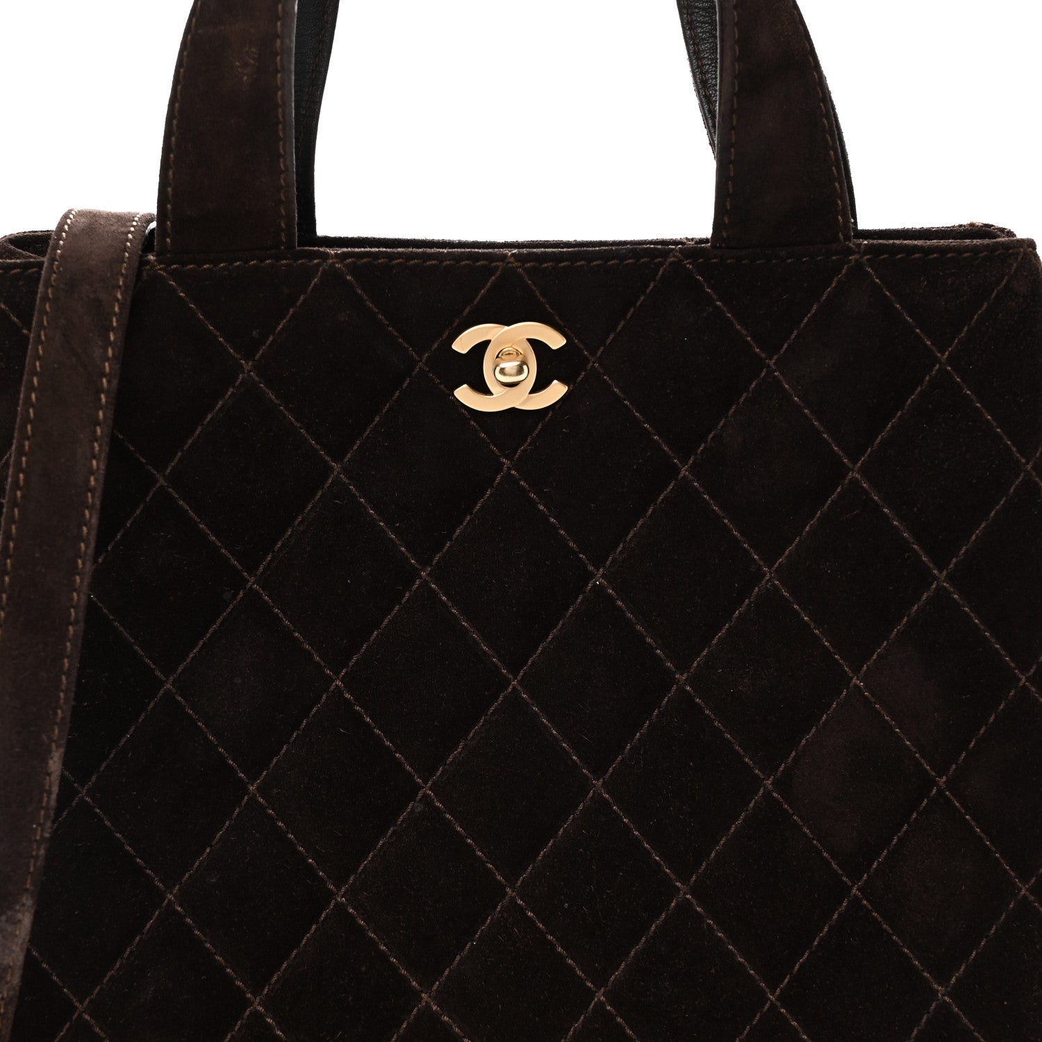Chanel Suede Quilted Shopping Tote Brown 8 of 11