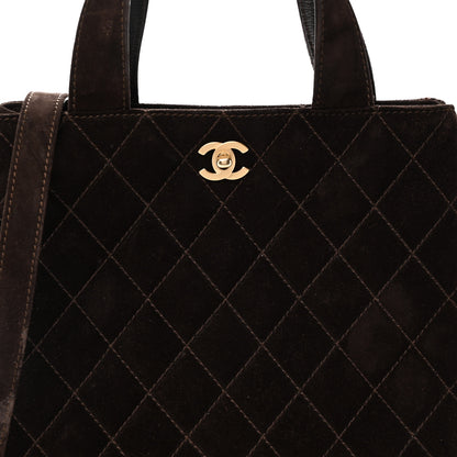 Chanel Suede Quilted Shopping Tote Brown 8 of 11