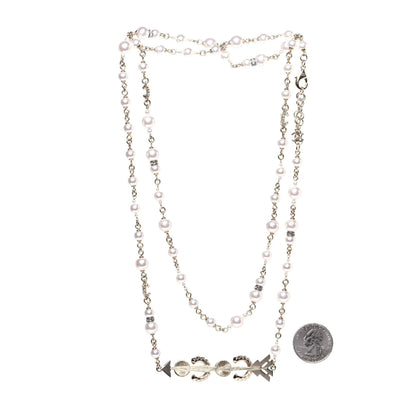 Chanel Pearl Crystal Queen of France Multi Strand Necklace Gold 3 of 7