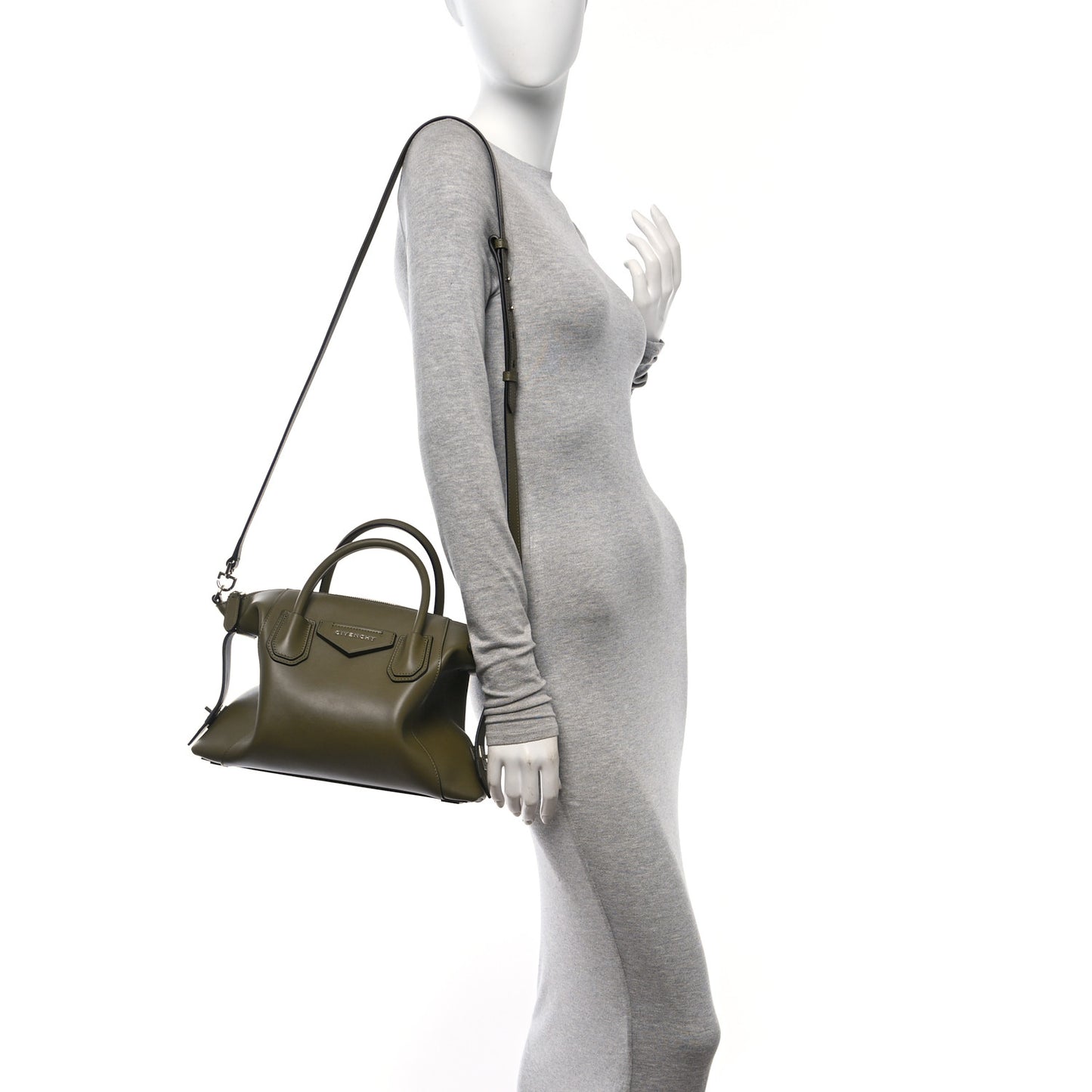 Smooth Calfskin Small Soft Antigona Dark Khaki