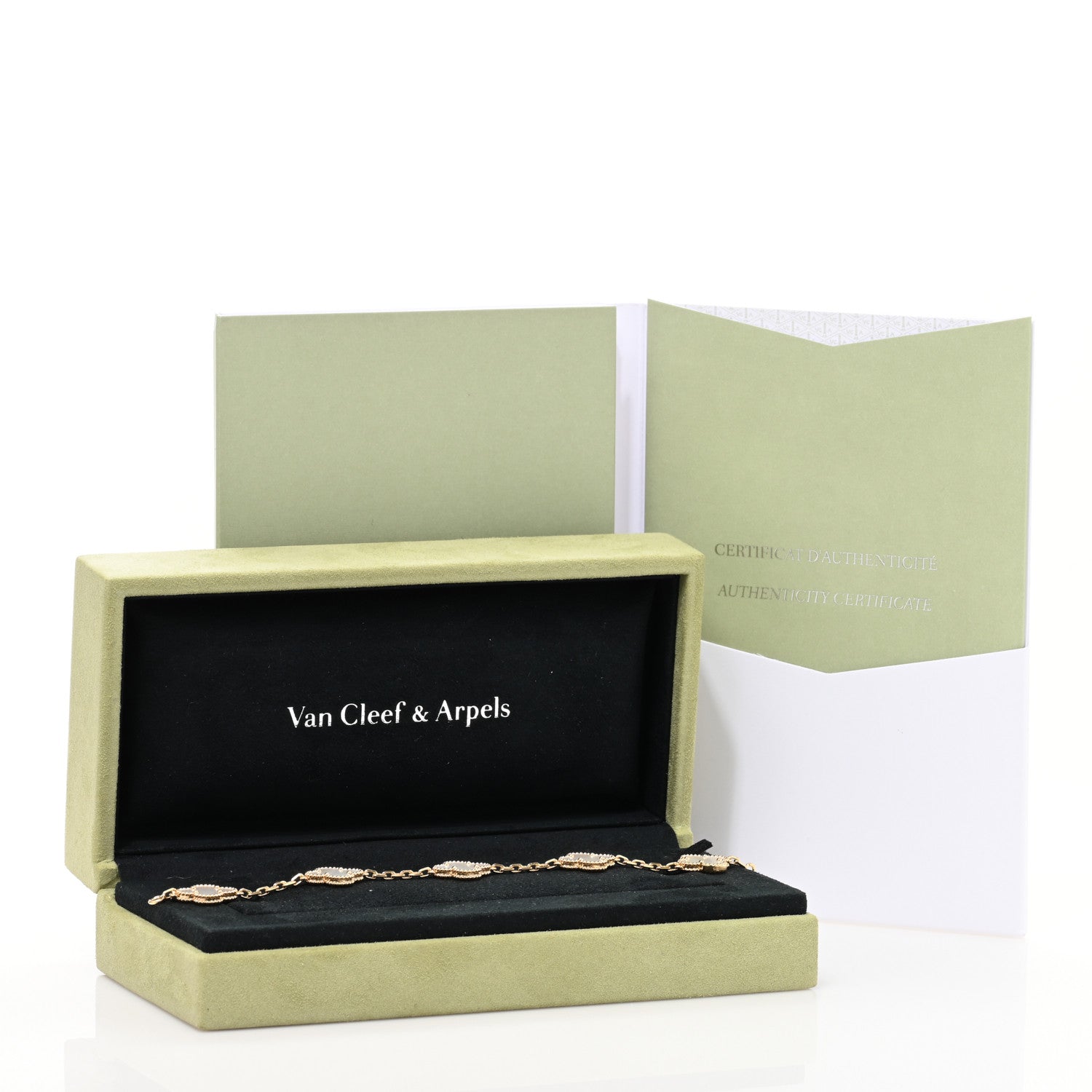 Van Cleef & Arpels 18K Yellow Gold Mother of Pearl 5 Motifs Vintage Alhambra Bracelet 4 of 4
