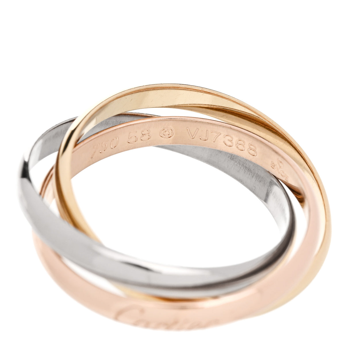18K Pink Yellow White Gold Small Trinity Ring 58 8.25