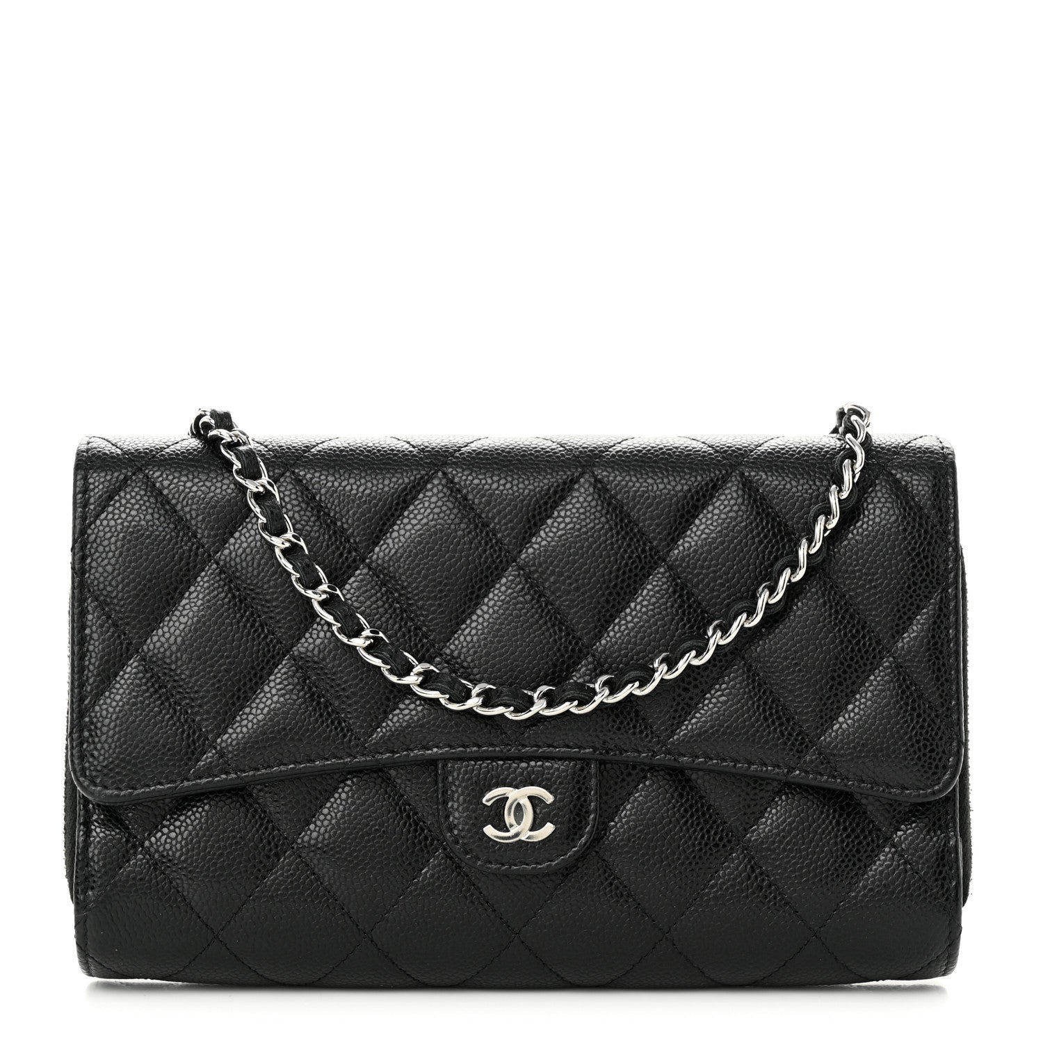 Chanel Caviar Quilted Phone Holder Wallet on Removable Chain Black 1 of 12