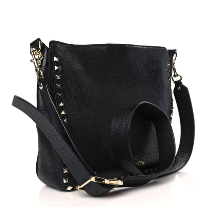 Valentino Garavani Pebbled Calfskin Small Rockstud Flip-Lock Messenger Bag Black 3 of 8