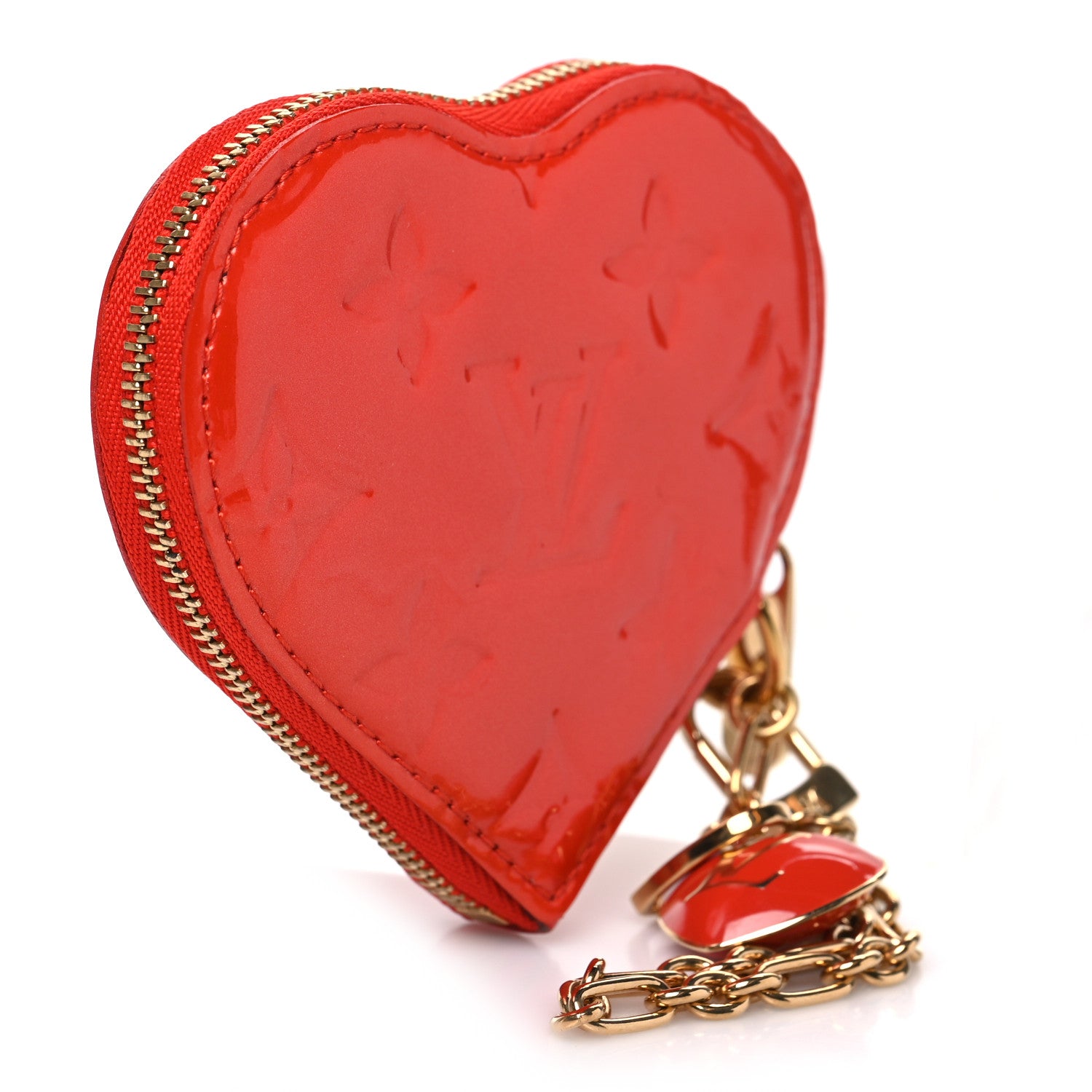 Louis Vuitton Vernis Heart Coin Purse Orange Sunset 3 of 6