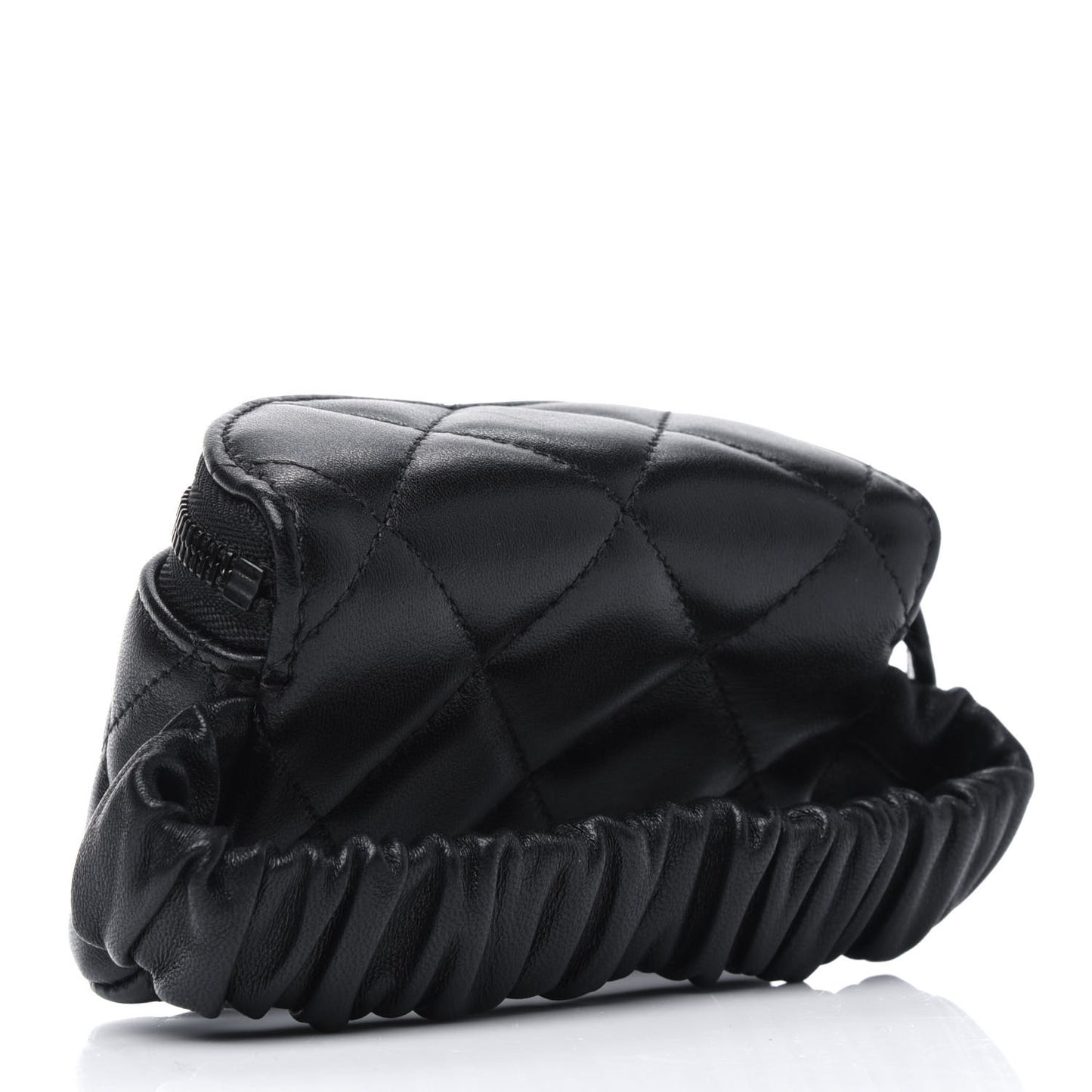 Lambskin Quilted Arm Coin Purse Black