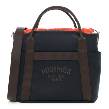 Hermes Canvas The Grooming Bag Bleu Navy Feu 3 of 13