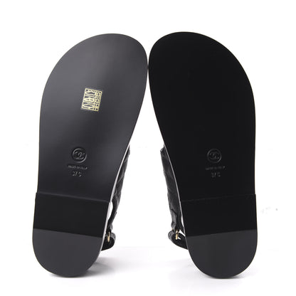 Chanel Grained Calfskin Velcro Dad Sandals 37 Black 5 of 10
