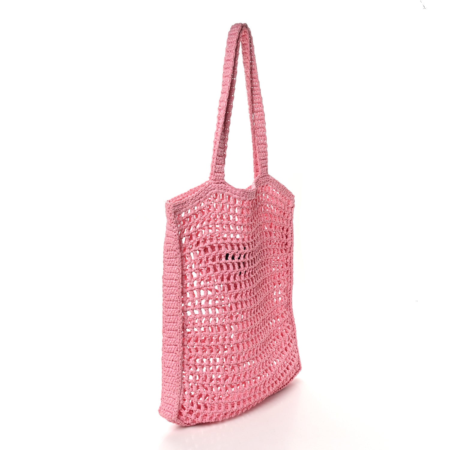Prada Yarn Raffia Effect Crochet Logo Embroidered Tote Bag Petalo 2 of 9