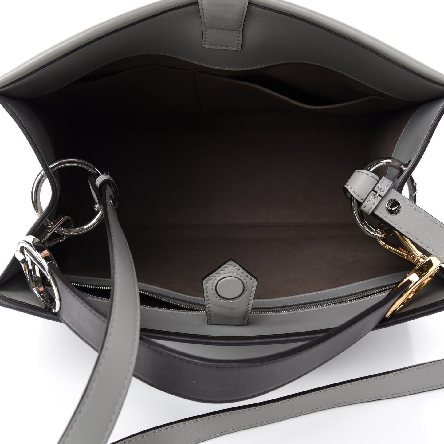 Vitello Century Opaco F is Fendi Bi-Color Regular Runaway Satchel Ghiaccio Ebano
