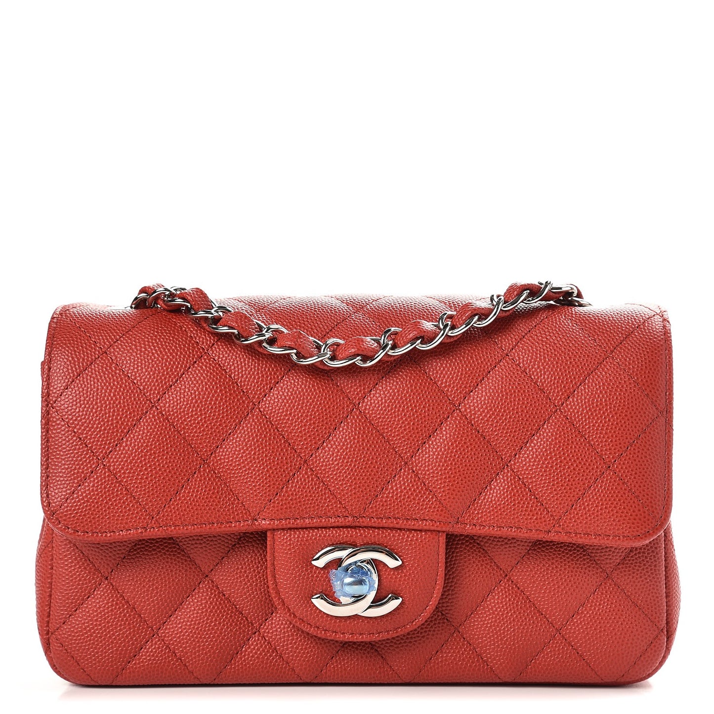 Caviar Quilted Mini Rectangular Flap Red