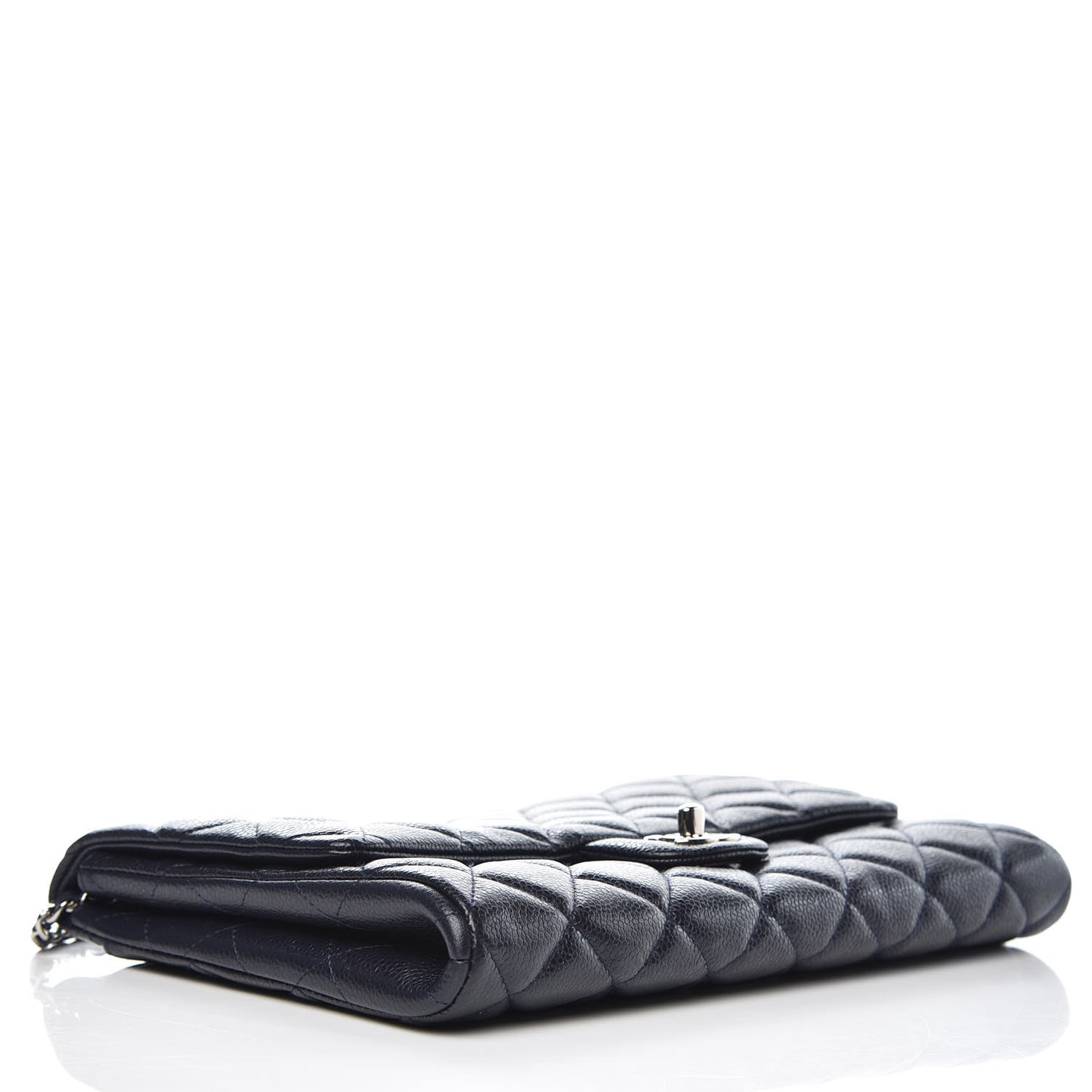 Caviar Quilted Clutch With Chain Flap Blue