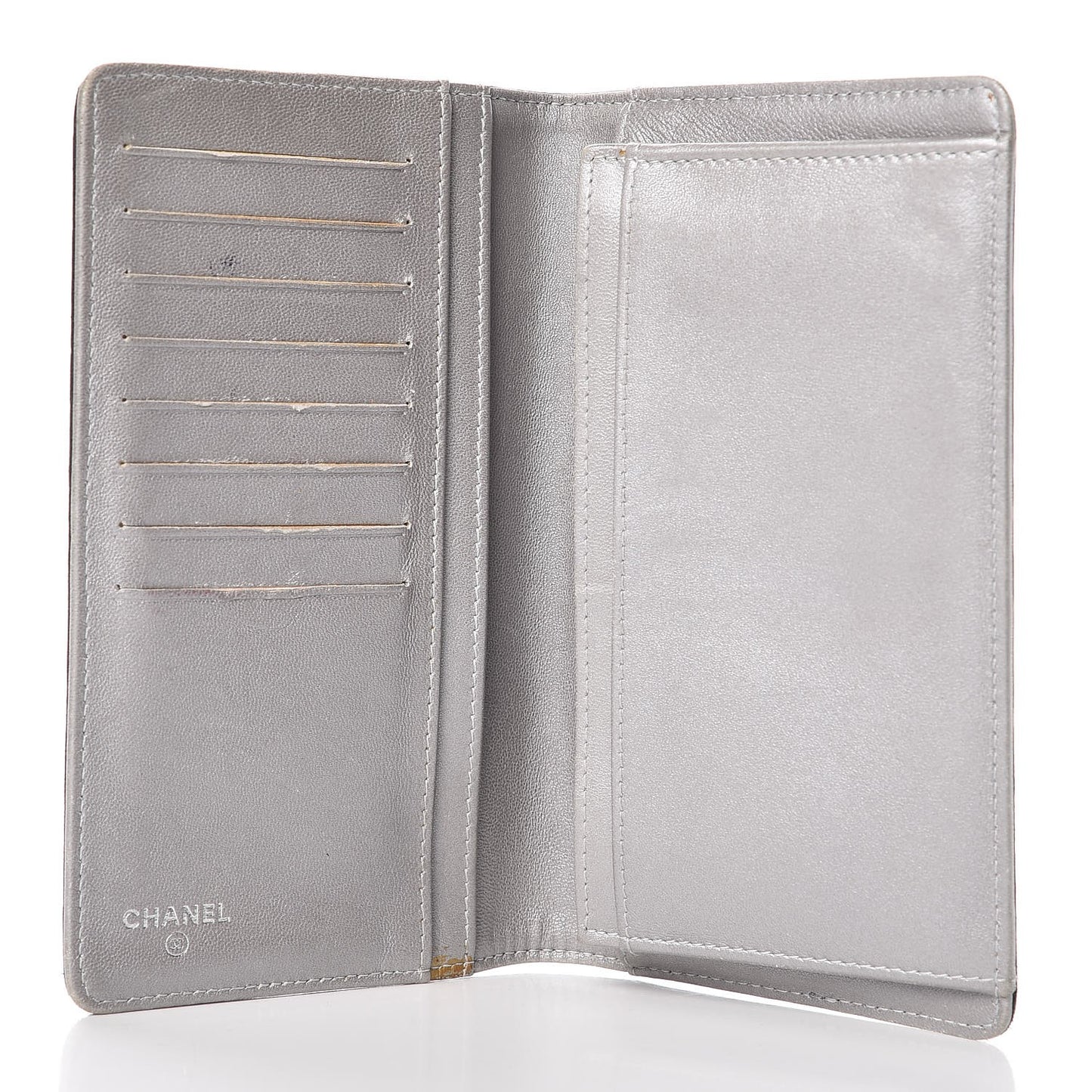 Lambskin Camellia Embossed Yen Wallet Black