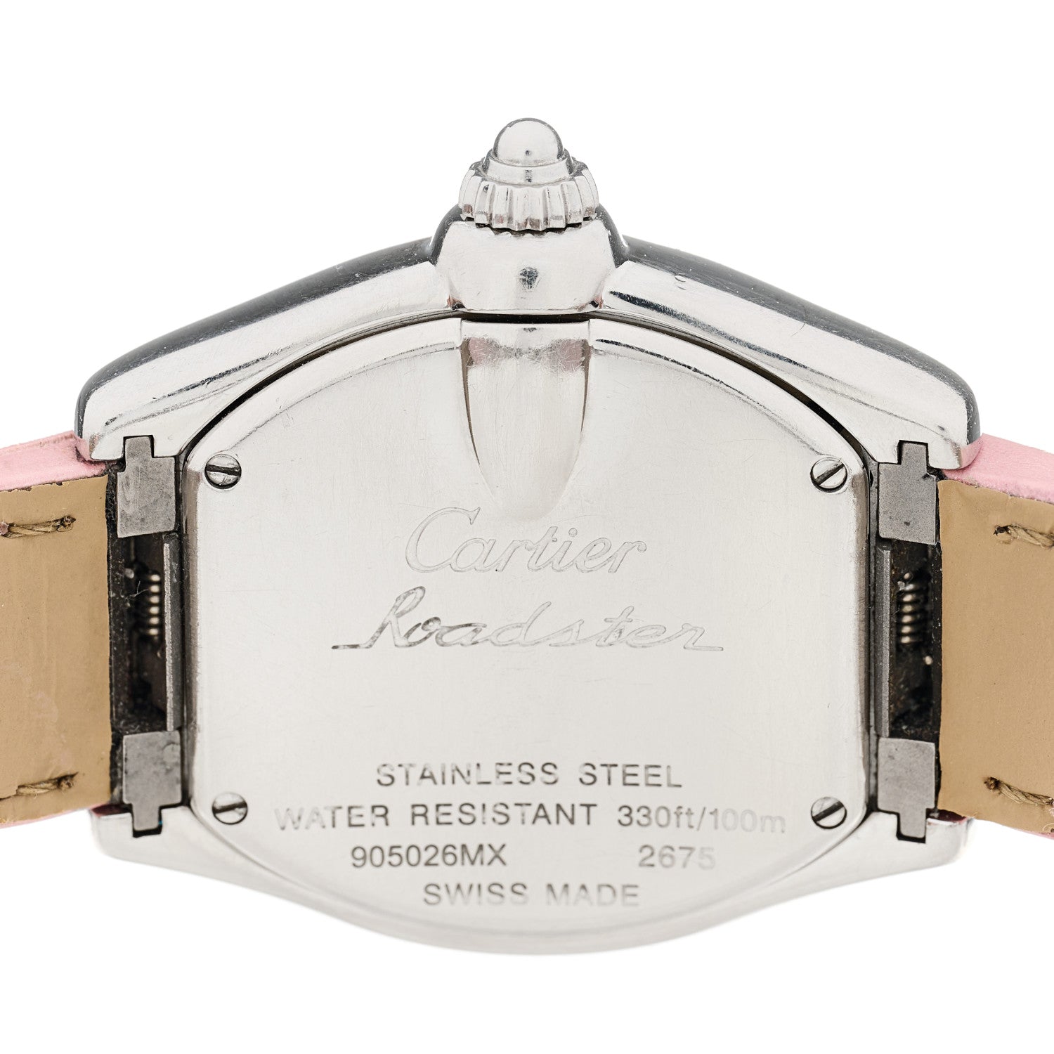 Cartier Stainless Steel Alligator 31mm Roadster Quartz Watch Pink 4 of 9