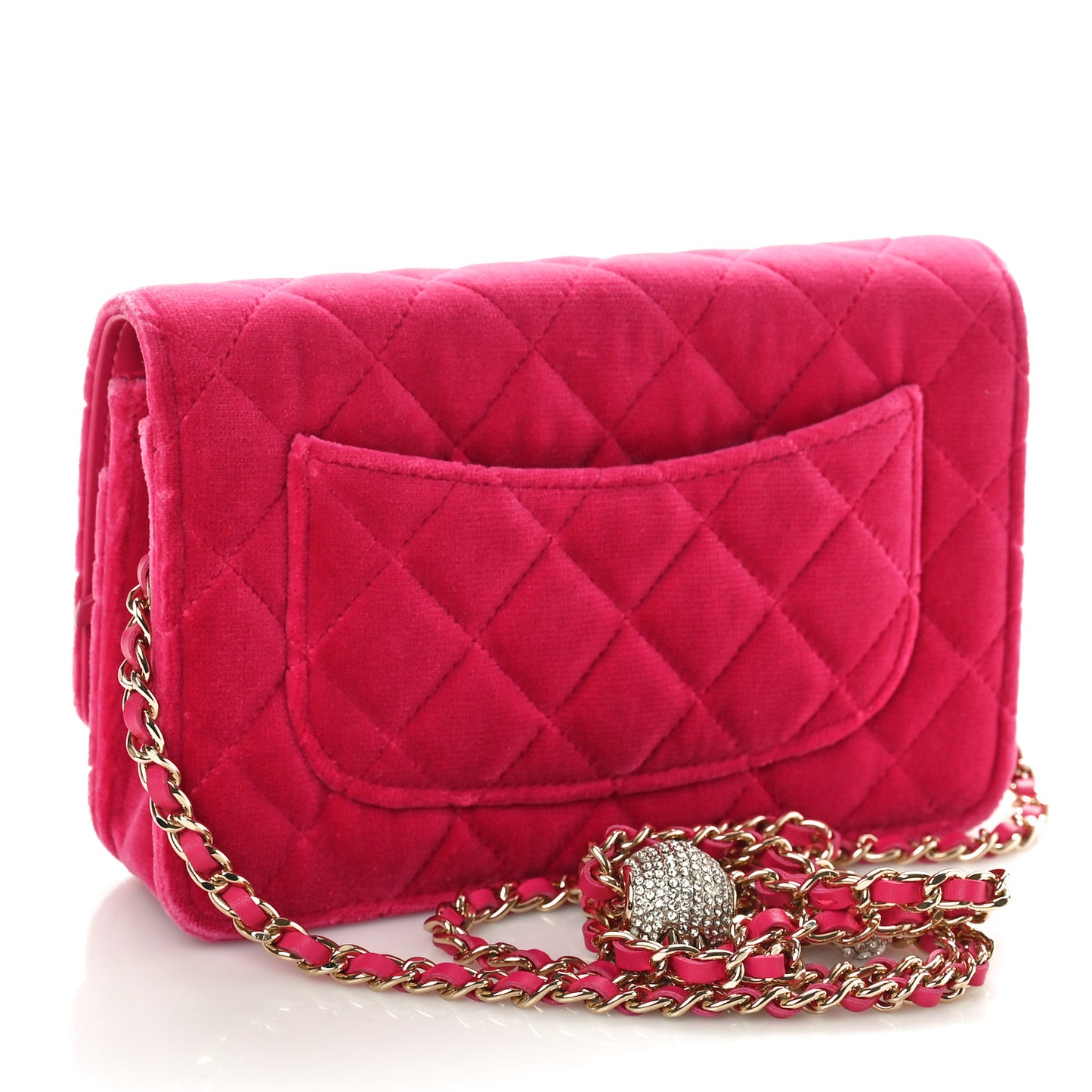 Velvet Quilted Pearl Crush Wallet On Chain WOC Pink