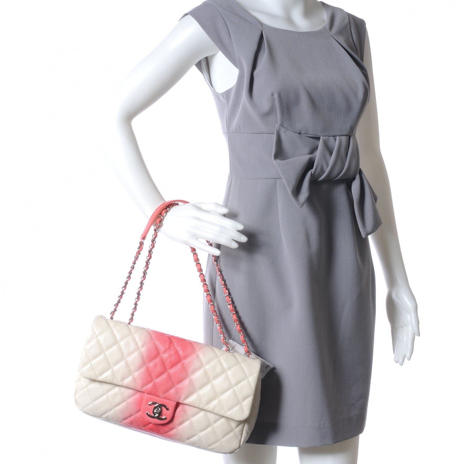Chanel Caviar Quilted Ombre Jumbo Single Flap White Rose Pink 2 of 9