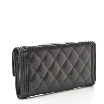 Chanel Lambskin Quilted Boy Flap Wallet Black 3 of 20