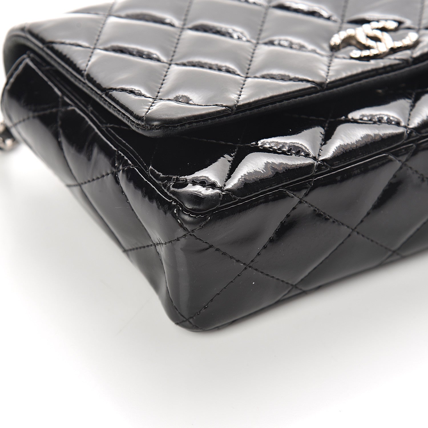 Chanel Patent Quilted Brilliant Wallet On Chain WOC Black 10 of 10