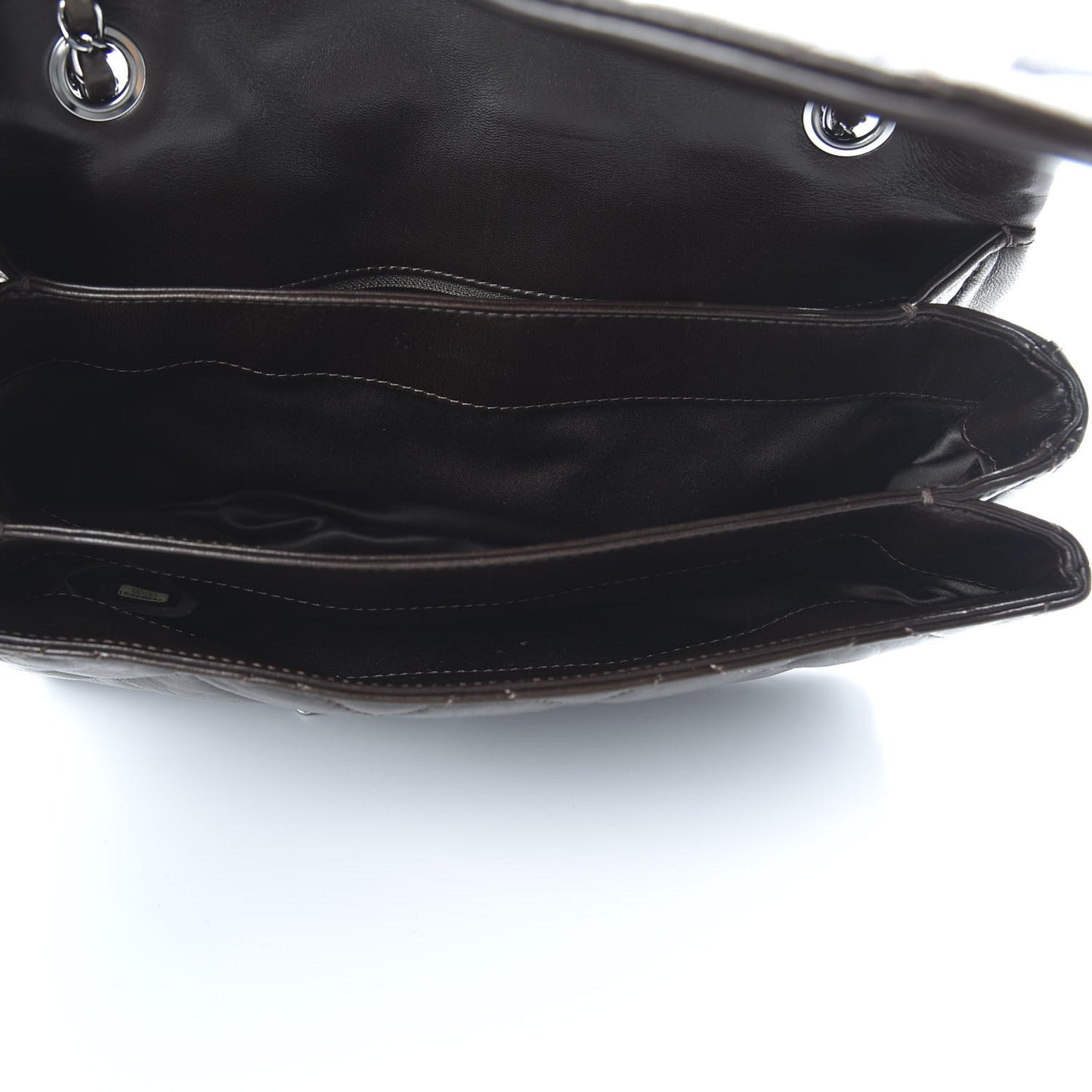 Lambskin Quilted Large 3 Flap Brown