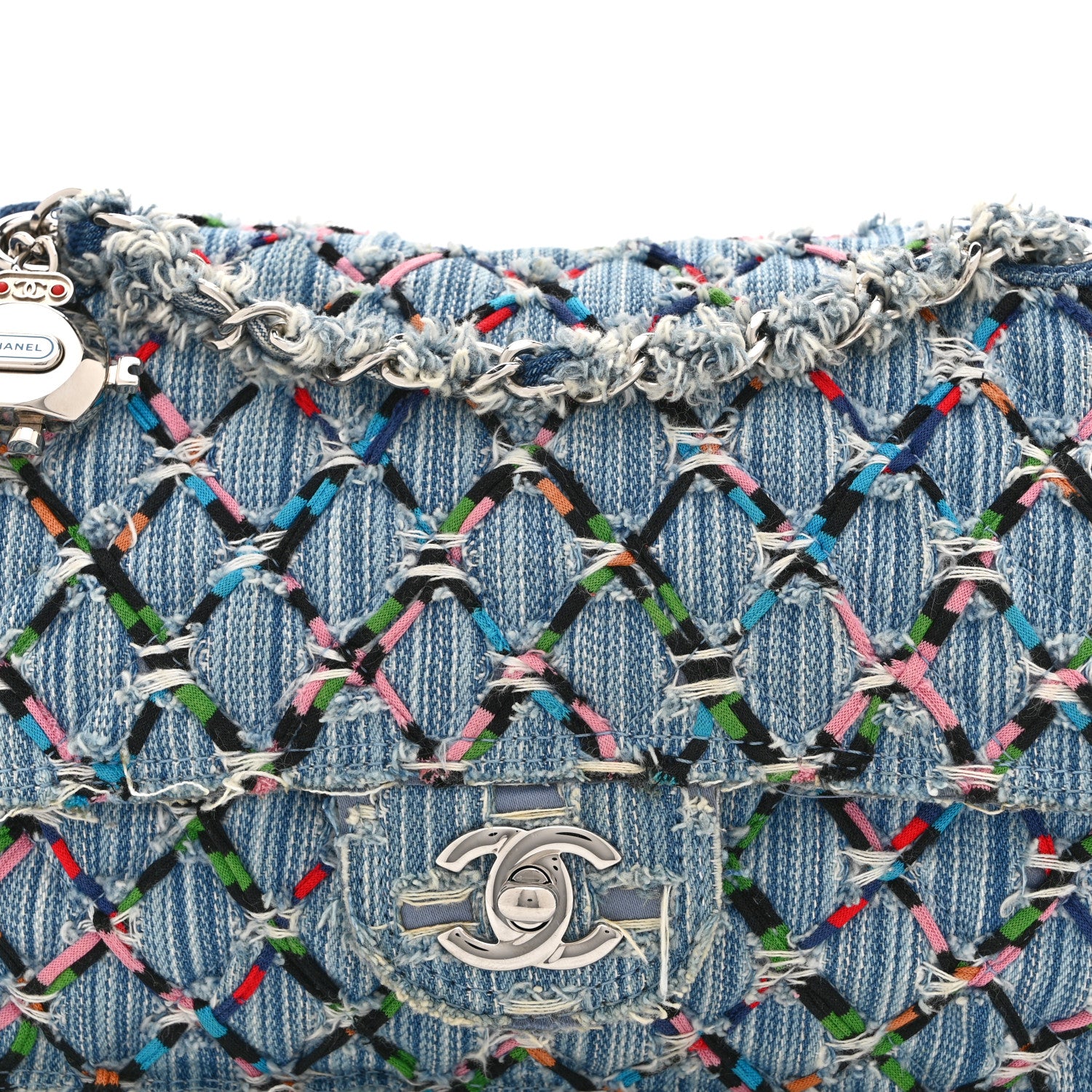 Chanel Woven Denim Medium Flap Multicolor 8 of 10