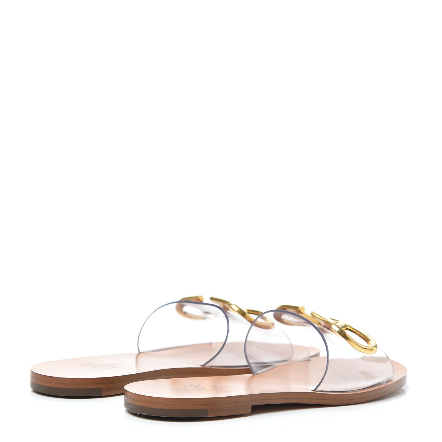 Valentino Garavani PVC Transparent Vlogo Flat Slide Sandals 35.5 Brown 4 of 7