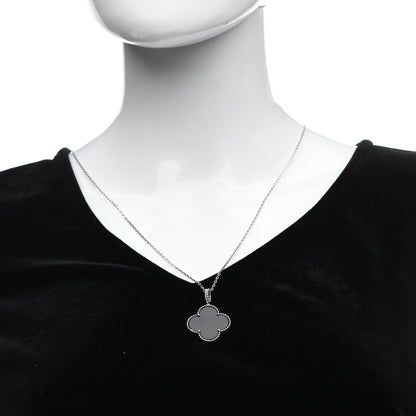 Van Cleef & Arpels 18K White Gold Black Onyx Magic Alhambra Pendant Necklace 2 of 6