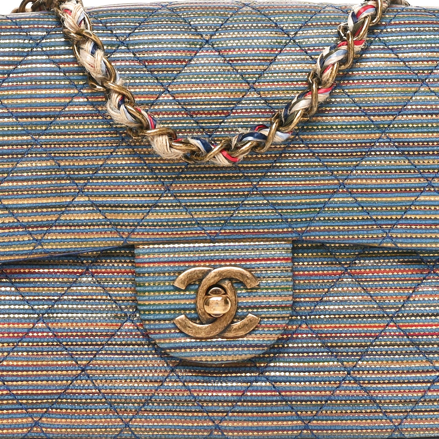 Chanel Metallic Sheepskin Thin Striped Small Single Flap Multicolor 8 of 11