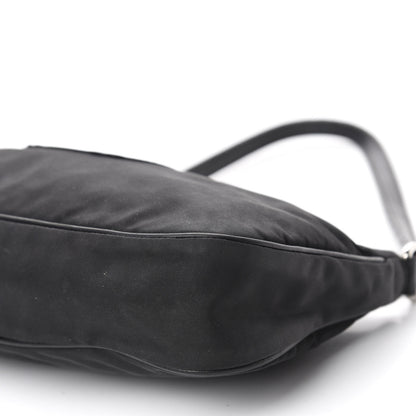 Prada Tessuto Nylon Calfskin Logo Pochette Black 7 of 13
