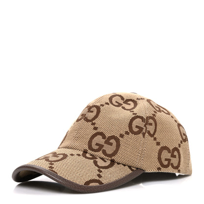 Gucci Monogram Jumbo GG Baseball Hat M 57 Camel Ebony 1 of 8