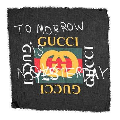 Gucci Modal Silk Coco Capitan Logo Square Scarf Black 1 of 4