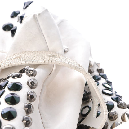 Jimmy Choo Calfskin Studded Lola Tote White 9 of 12