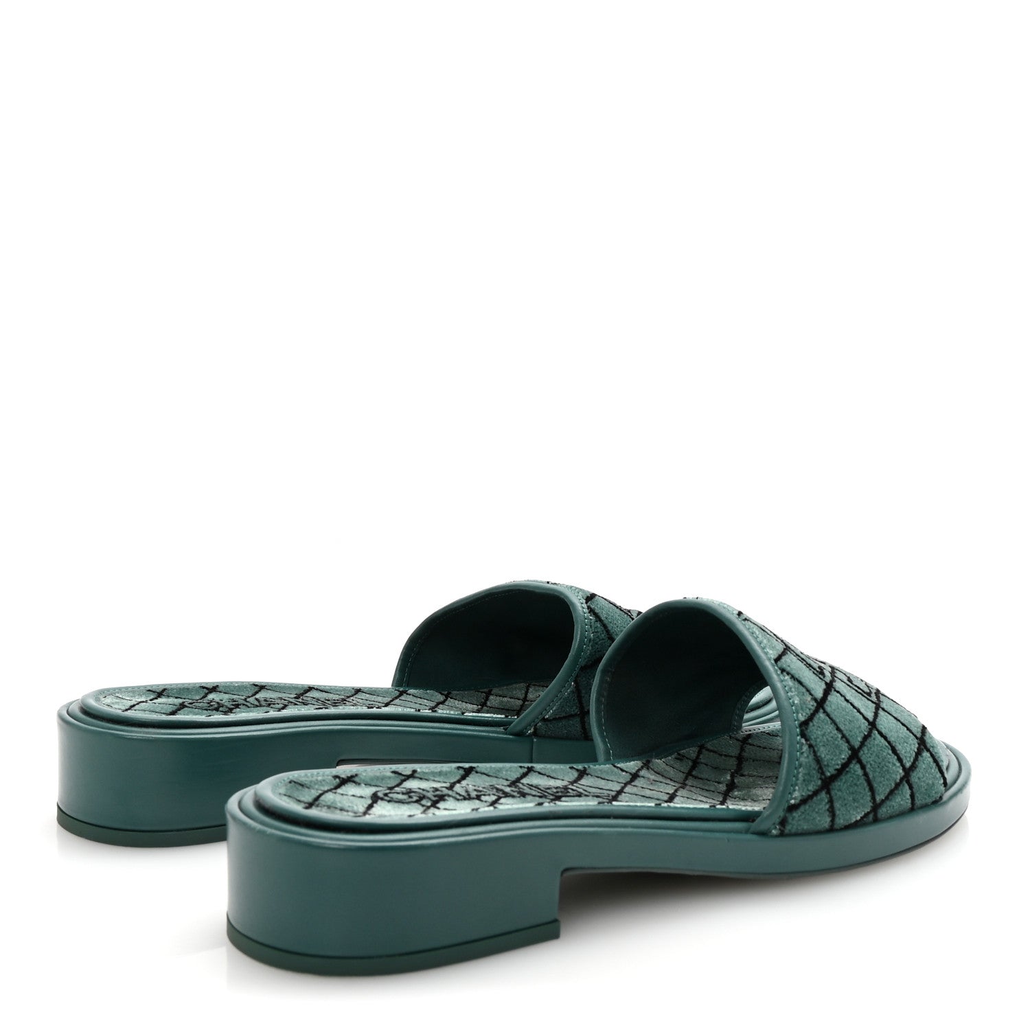 Chanel Embroidered Fabric Calfskin Slide Sandal 41 Green 5 of 10