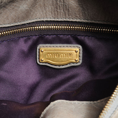 Miu Miu Vitello Lux Leather Large Bag Gray 7 of 9