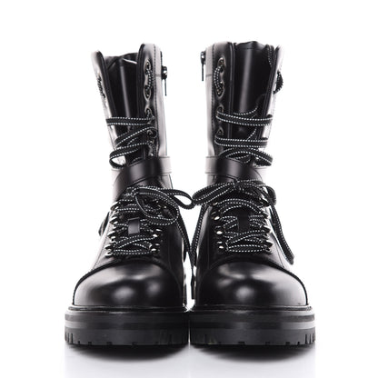 Valentino Garavani Smooth Calfskin Rockstud Buckled 25mm Combat Boots 38.5 Black 2 of 7