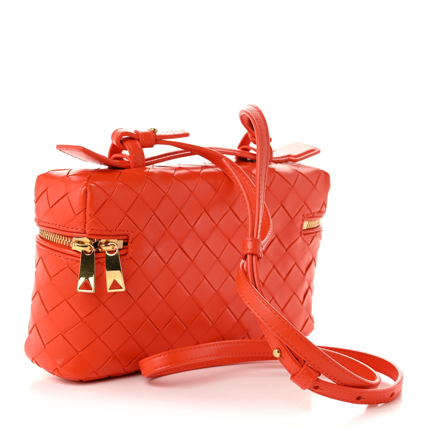 Calfskin Intrecciato Bang Bang Vanity Case Orange