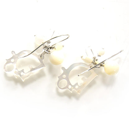 Christian Dior Logo Dangle Earrings White 2 of 3