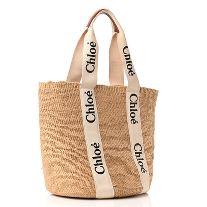 Chloe Raffia Large Woody Tote White 3 of 10
