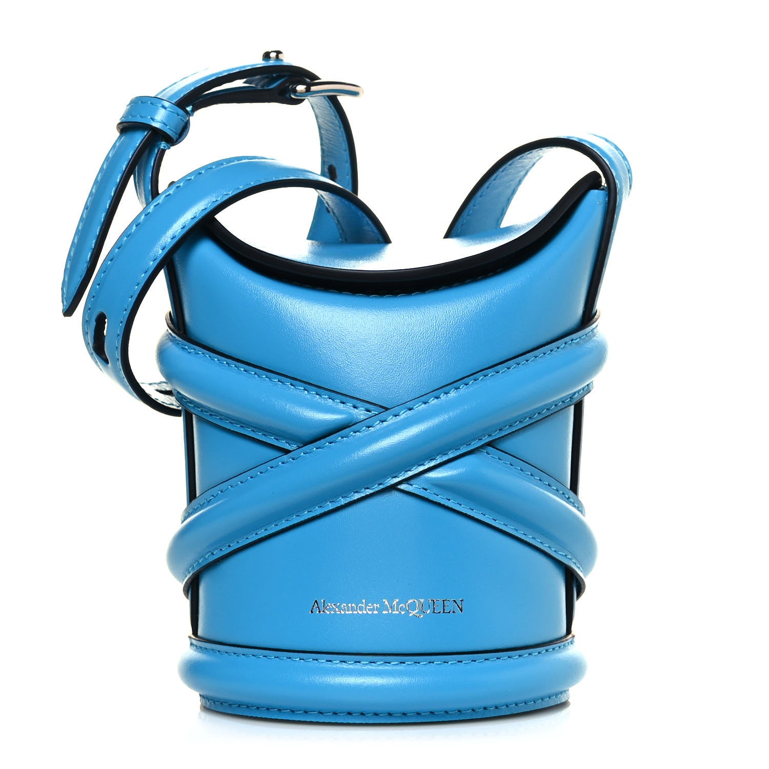 Alexander McQueen Calfskin The Curve Mini Shoulder Bag Cerulean 1 of 10