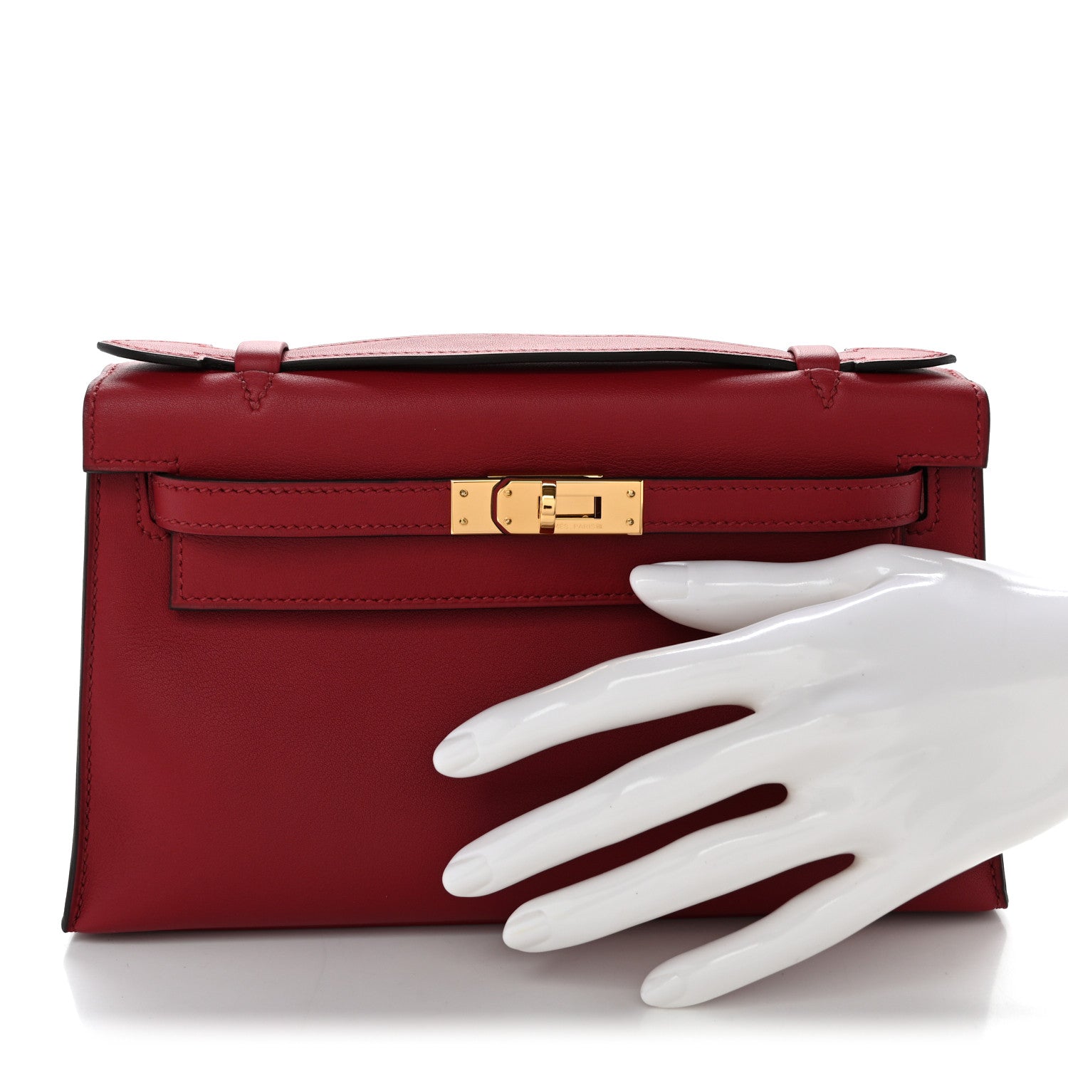 Hermes Swift Kelly Pochette Clutch Rouge Grenat 2 of 11