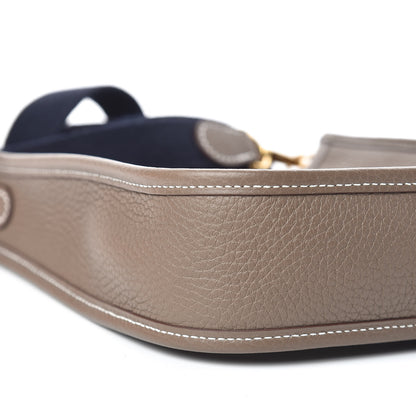 Hermes Taurillon Clemence Amazone Evelyne TPM Etoupe Bleu Indigo 8 of 11