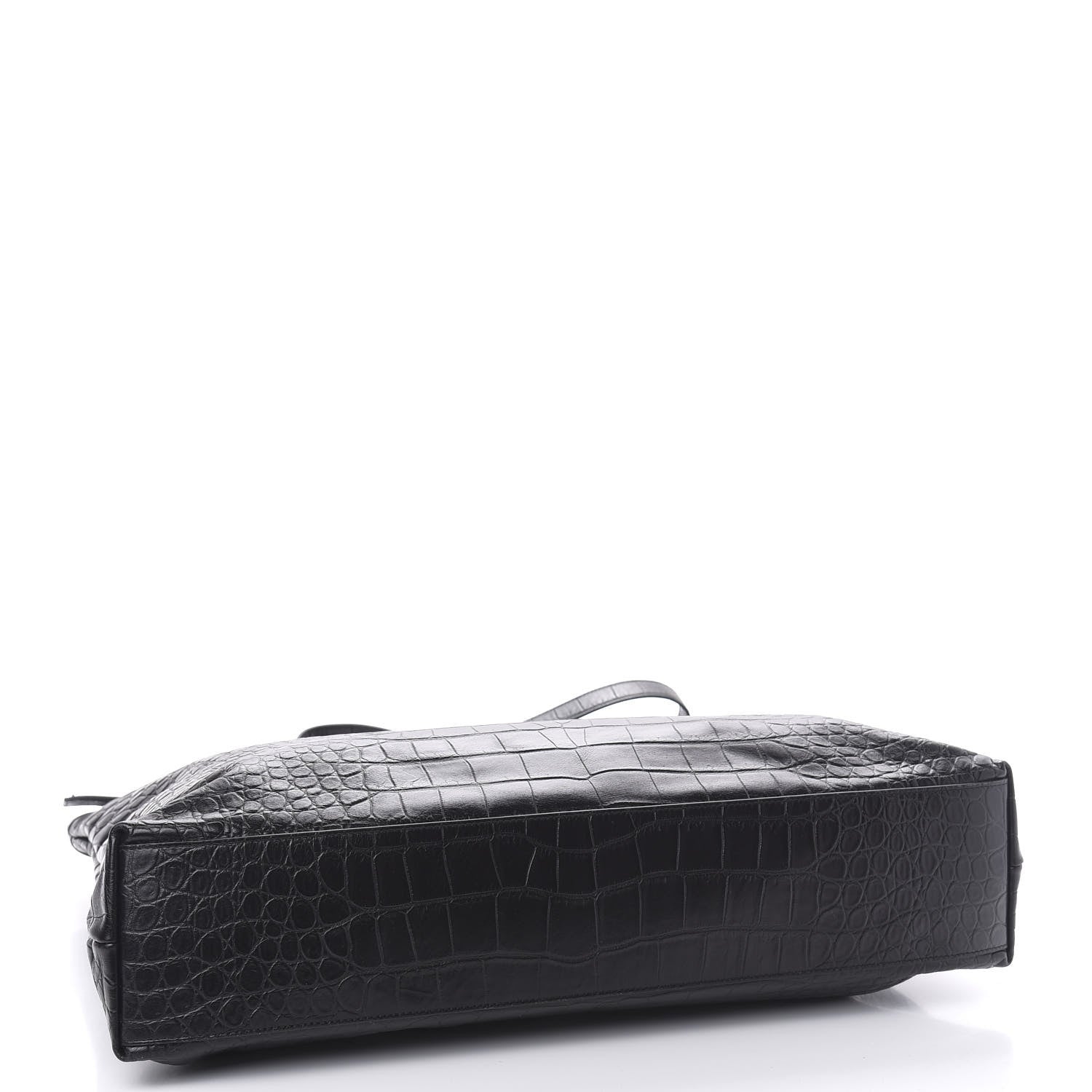 Saint Laurent Calfskin Crocodile Embossed ID Bag Black 5 of 11