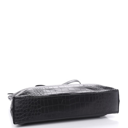 Saint Laurent Calfskin Crocodile Embossed ID Bag Black 5 of 11